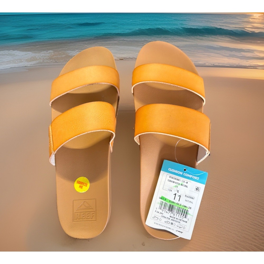 REEF Women's 11 Cushion Vista Slide Sandals Natural Tan Beachwear - RF0A3OKSNAT